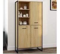 IDMarket - Buffet Haut H. 160 cm Detroit 3 Portes Design Industriel