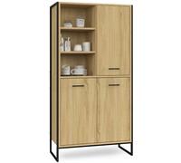 IDMarket - Buffet Haut H. 160 cm Detroit 3 Portes Design Industriel