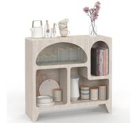 IDMarket - Buffet Organique 80 cm Alesia 4 niches Meuble de Rangement Effet travertin