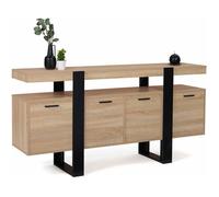 IDMarket Buffet Phoenix XXL 160 cm 4 Portes en Bois et Noir
