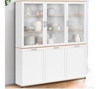 IDMARKET Buffet vaisselier 160 cm VITO meuble de cuisine 6 portes blanc et bois