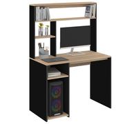 IDMarket - Bureau DAN avec étagères de rangement Noir façon hêtre