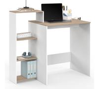 IDMarket - Bureau avec étagères modulables latérales Lilian Bois façon hêtre et Blanc