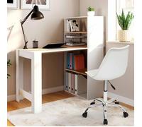 IDMarket - Bureau bibliothèque Ben avec étagères Blanc et façon hêtre