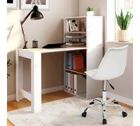 IDMarket - Bureau bibliothèque Ben avec étagères Blanc et façon hêtre