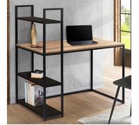 Bureau Bibliothèque Boston Bois Et Noir Design Industriel Multicolore