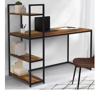 IDMarket - Bureau bibliothèque Hawkins Plateau Bois foncé Design Industriel
