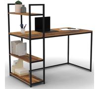 IDMarket - Bureau bibliothèque Hawkins Plateau Bois foncé Design Industriel