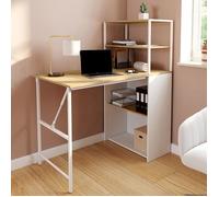 IDMarket - Bureau bibliothèque Pliable Ray Plateau Rabattable Bois façon hêtre et Blanc