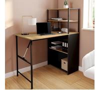 IDMarket - Bureau bibliothèque Pliable Ray Plateau Rabattable Bois façon hêtre et Noir