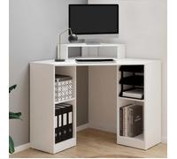 IDMarket – Bureau d'angle Harry Blanc gain de place avec rangements