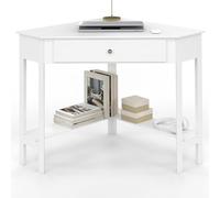 IDMarket - Bureau d'angle REMI Blanc Gain de Place Bureau Informatique avec rangements et 1 tiroir