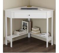 IDMARKET Bureau d'angle REMI blanc gain de place bureau informatique avec rangements et 1 tiroir