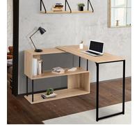 IDMARKET Bureau d'angle rotatif 180° DETROIT étagère forme S design industriel