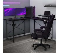 IDMarket - Bureau Gaming d'angle Noir Alexis Support pour écran Porte gobelet et Accessoires
