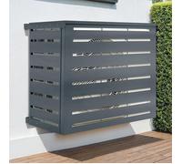 IDMarket - Cache climatiseur métal gris anthracite | 110 x 55 x 80 cm, protection unité extérieure pour pompe à chaleur