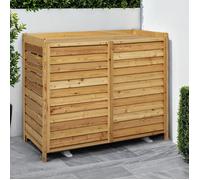 IDMarket - Cache climatiseur 95 x 50 x 80 cm bois naturel protection unité extérieure pour pompe à chaleur
