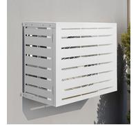 IDMarket - Cache climatiseur 95 x 50 x 80 cm métal blanc protection unité extérieure pour pompe à chaleur
