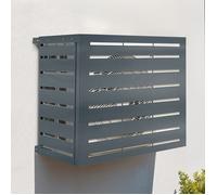 IDMarket - Cache climatiseur métal - Protection unité extérieure - Gris anthracite - 95x50x80 cm