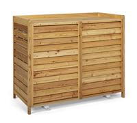 IDMarket - Cache climatiseur 95 x 50 x 80 cm bois naturel protection unité extérieure pour pompe à chaleur