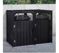 IDMARKET Cache poubelle double en acier gris anthracite