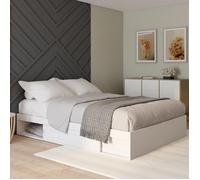 IDMARKET Cadre de lit double SALEM avec rangements et sommier 140 x 190 cm blanc