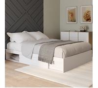 IDMARKET Cadre de lit double SALEM avec rangements et sommier 160 x 200 cm blanc