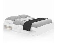 IDMarket Cadre de lit double Salem avec rangements et sommier 160 x 200 cm Blanc