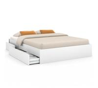 IDMARKET Cadre de lit double TOMI 4 tiroirs avec sommier 140 x 190 cm blanc