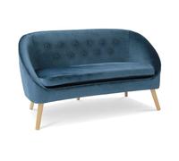 IDMarket - Canapé Banquette en Velours Sonia Bleu