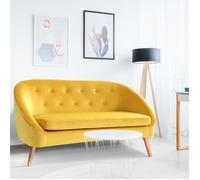 IDMarket - Canapé Banquette en Velours Sonia Jaune