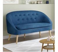 IDMARKET Canapé banquette SONIA en velours bleu