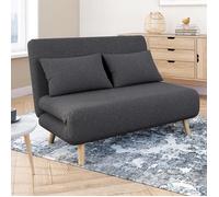 IDMarket - Canapé Convertible Romeo lit d'appoint 2 Places 120 x 190 cm Tissu Gris Anthracite