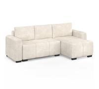IDMarket - Canapé d'angle Convertible Nuage avec Coffre Tissu Chenille écru | Canapé 4 places, angle réversible, coffre de rangement, méridienne, lit d'appoint, tissu chenille crème