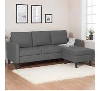 IDMarket Canapé d'angle MARIUS 3 places réversible 200 cm tissu gris anthracite