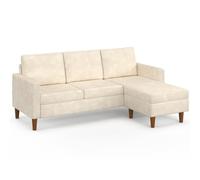 IDMarket - Canapé d'angle réversible 3 Places Marius Tissu Chenille Beige