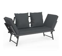 IDMarket - Canapé de Jardin Convertible NOLA Gris Anthracite