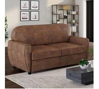 IDMARKET Canapé droit 2 places CLUB vintage GASTON marron foncé effet vieilli