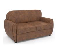 IDMARKET Canapé droit 2 places CLUB vintage GASTON marron foncé effet vieilli