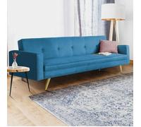 IDMARKET Canapé droit scandinave 3 places convertible LARS bleu canard