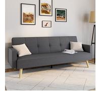 IDMARKET Canapé droit scandinave 3 places convertible LARS en tissu gris