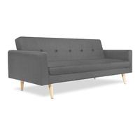Canapé Droit 3 Places Lars Convertible Gris Scandinave. Gris
