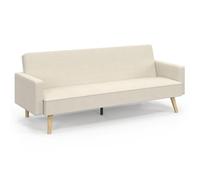 IDMarket - Canapé Droit scandinave 3 Places Convertible Lars Velours côtelé Beige