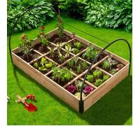 IDMARKET Carré potager 12 compartiments + housse serre châssis