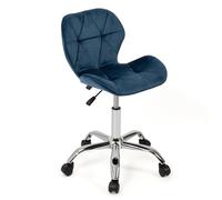 IDMarket - Chaise de Bureau ROBINE Velours Bleu à roulettes