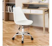 IDMarket Chaise de bureau scandinave SARA blanche à roulettes