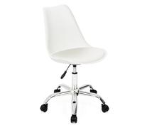 IDMarket - Chaise de Bureau scandinave SARA Blanche à roulettes