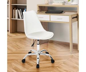 IDMARKET Chaise de bureau scandinave SARA blanche à roulettes