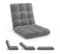 IDMarket - Chaise de Sol Pliante Garance 15 Positions en Velours Gris Anthracite