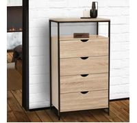 IDMARKET Chiffonnier 4 tiroirs DETROIT 60 cm commode design industriel avec étagère